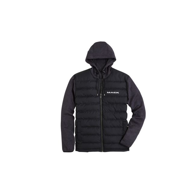 【HYKE】MACKINAW COAT BLACK 1 Shia-SLB, 2-in-1 double-face wool coat with removable bib